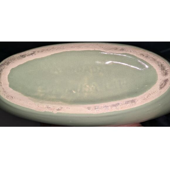 Vintage Ceramic Pottery Oval Mint Green Vase Marked Made In USA 6.75 inches tall - Picture 5 of 5